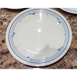 3 Corelle Country Violets Bread & Butter Plates Beige Plates Blue Flowers 6.75"